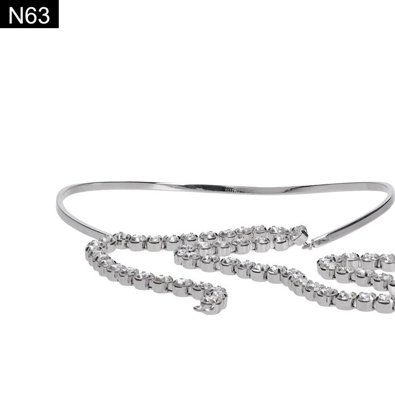 Sleek Crystal Lariat Choker - N63
