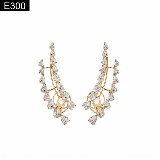 Twin Teardrop Contour Earcuff - E300