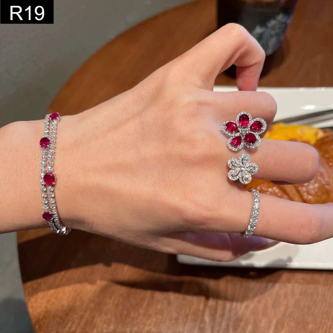 Ruby Floral Ring - R19