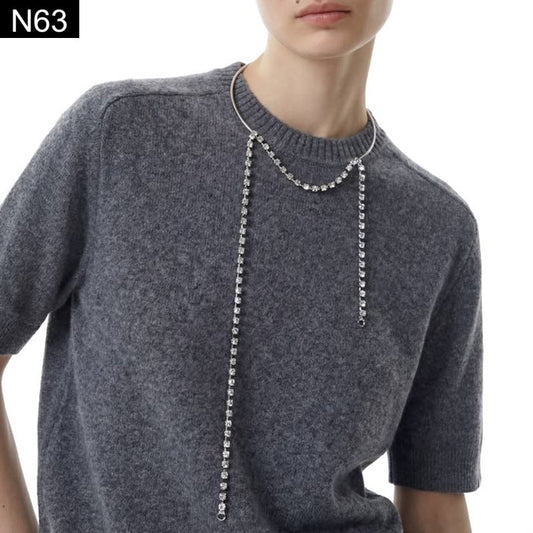 Sleek Crystal Lariat Choker - N63