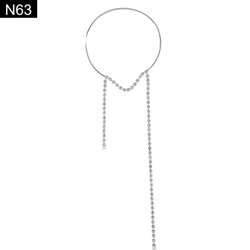 Sleek Crystal Lariat Choker - N63