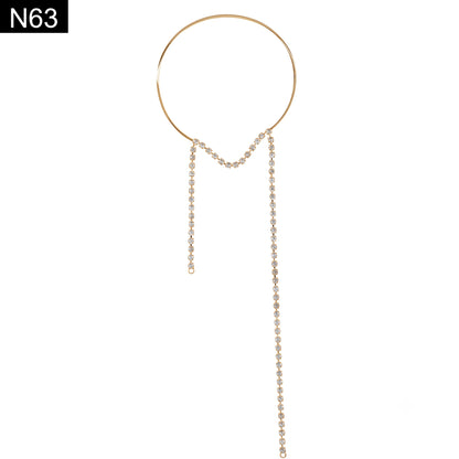 Sleek Crystal Lariat Choker - N63