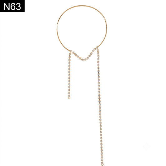 Sleek Crystal Lariat Choker - N63