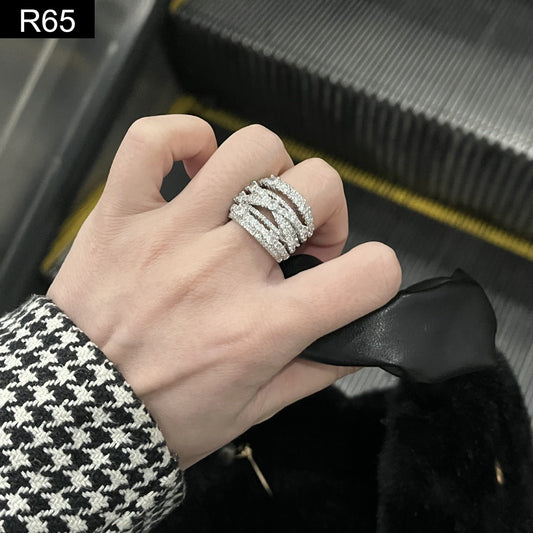 Frostfire Criss-Cross Zirconia Ring - R65