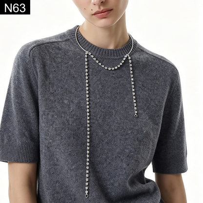 Sleek Crystal Lariat Choker - N63